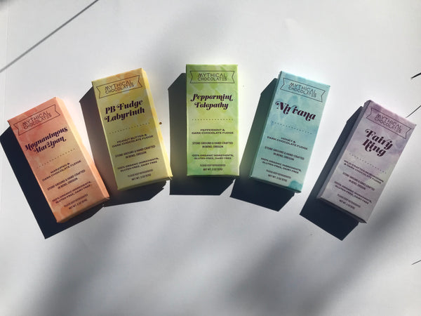 Dark Chocolate Bars crafted with all organic ingredients and direct-trade cacao that has been stone ground in Bend, Oregon. They are Organic, Gluten-Free, Dairy-Free, Vegan, and Paleo.